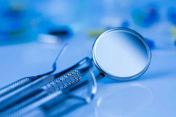 Dentist Equipment Blue Background — Stock Photo, Image