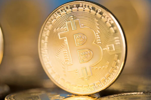 Bitcoin Een Cryptogeld Wereldwijde Betaling Technologie Concept — Stockfoto