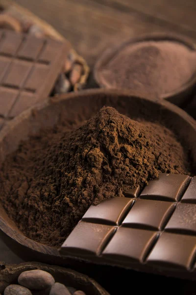 Chocoladereep Snoepgoed Cacaobonen Poeder — Stockfoto