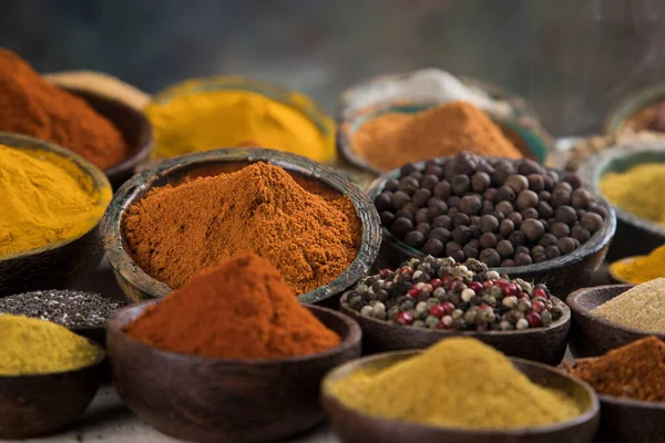 Variety Spices Herbs Kitchen Table — Stock Photo, Image