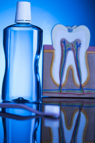 Symbole Pielęgnacji Zębów Szczoteczka Zębów Pasta — Zdjęcie stockowe