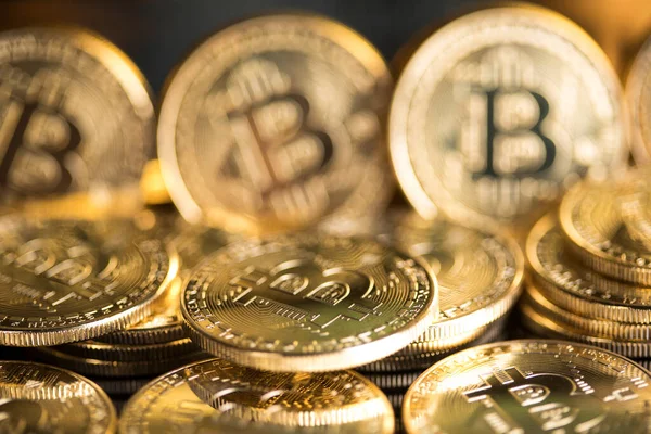 Bitcoin Una Criptomoneda Pago Todo Mundo Concepto Tecnología —  Fotos de Stock