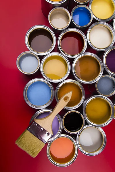 Paintbrush Cans Color — Stock Photo, Image