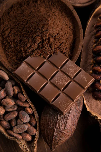 Colección Chocolate Vaina Cacao Dulce Caramelo Postre — Foto de Stock
