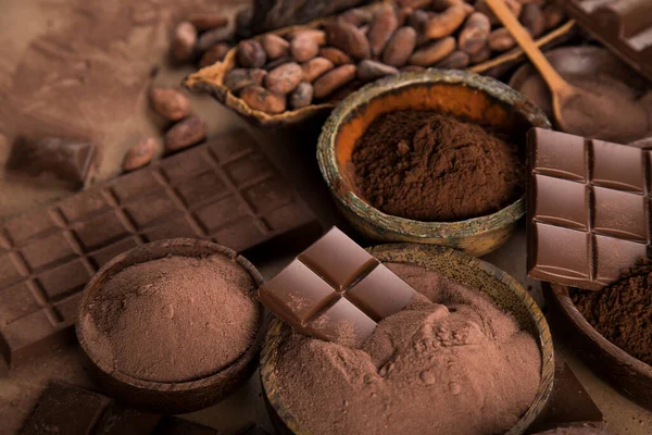 Surtido Barras Chocolate Dulces Dulces Vaina Cacao —  Fotos de Stock