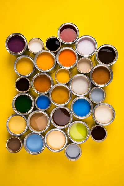 Open Buckets Paint Colors Background — Stock Photo, Image