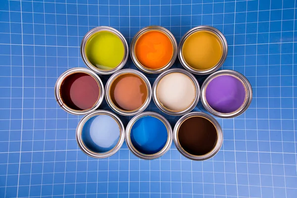 Concetto Creatività Insieme Pennelli Colore Può — Foto Stock