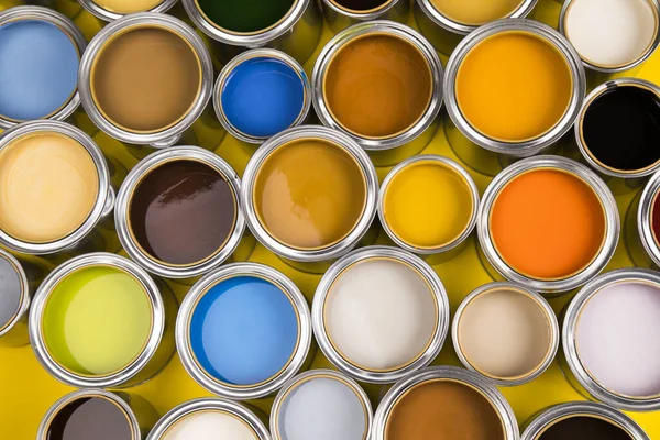 Palette Couleurs Des Pots Peinture Couleurs Arc Ciel — Photo