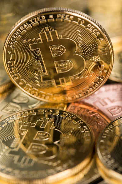 Bitcoin Jest Kryptowaluta Płatności Całym Świecie Koncepcja Technologii — Zdjęcie stockowe