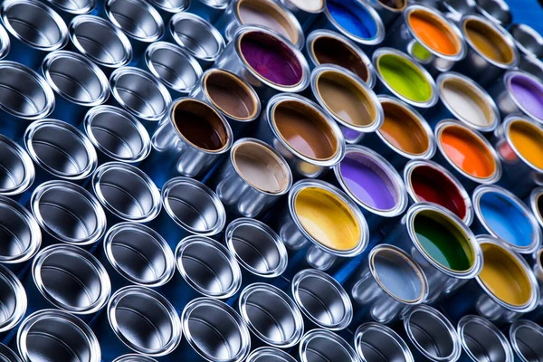 Fondo Latas Multicolores Pintura —  Fotos de Stock