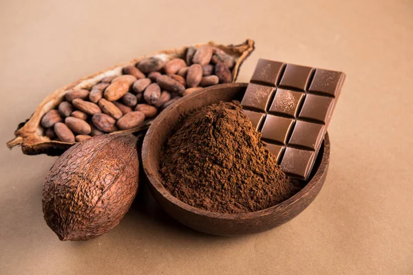 Cocoa Pod Chocolate Bar Food Dessert Background — Stock Photo, Image