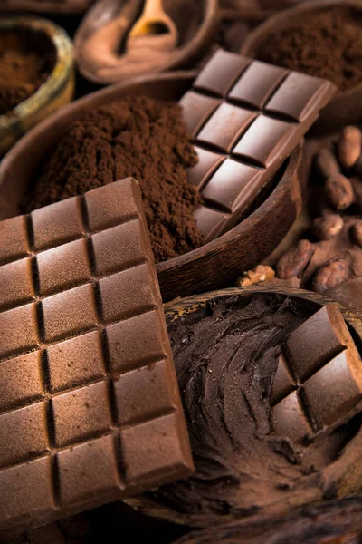 Csokoládé Édes Kakaó Hüvely Élelmiszer Desszert Háttér — Stock Fotó