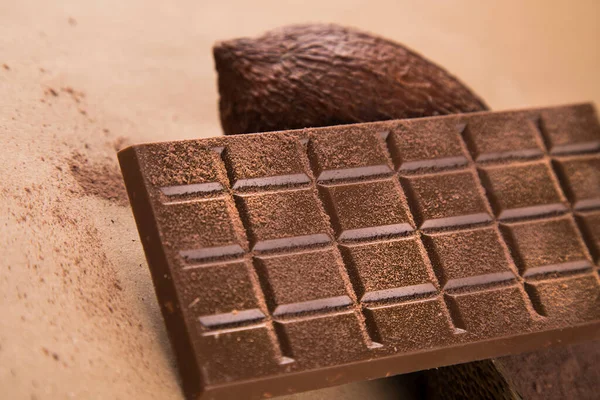 Bar Cioccolato Fagioli Cacao — Foto Stock