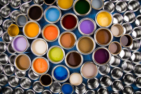 Tin Metal Cans Painting Background — Stock Photo, Image