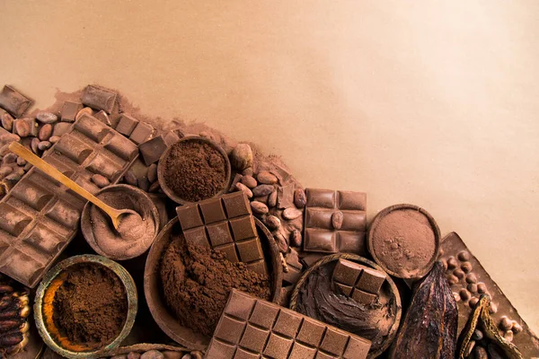 Cioccolato Dolce Baccello Cacao Cibo Dessert Sfondo — Foto Stock