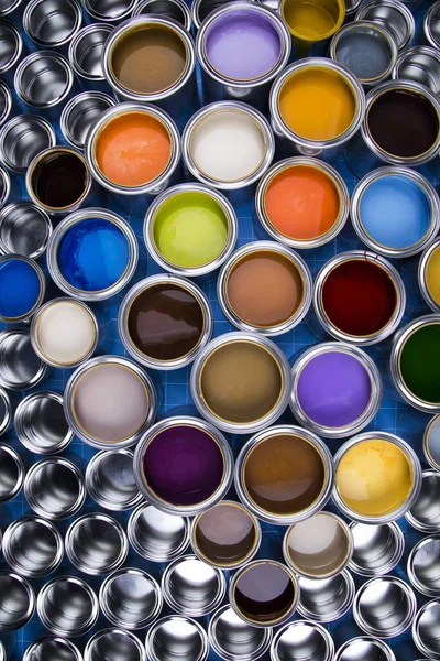 Sfondo Lattine Multicolore Vernice — Foto Stock