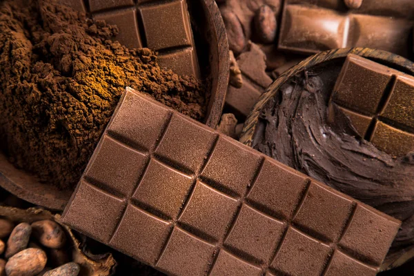 Cacao Aromático Chocolate Sobre Fondo Papel Natural — Foto de Stock