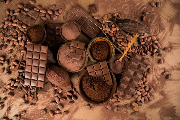 Barra Chocolate Variada Doce Doce Vagem Cacau — Fotografia de Stock