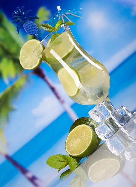 Cocktail with lime slices — Stock Photo, Image