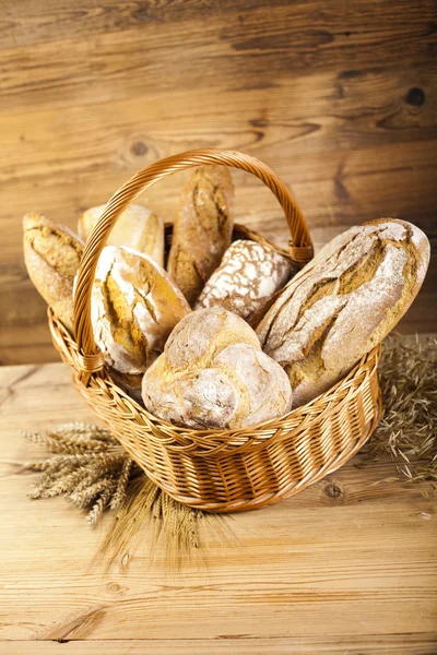Traditional bread in basket — Stock Photo, Image
