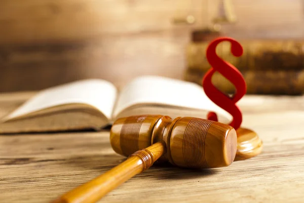 Law book with mallet of judge — Stock Photo, Image