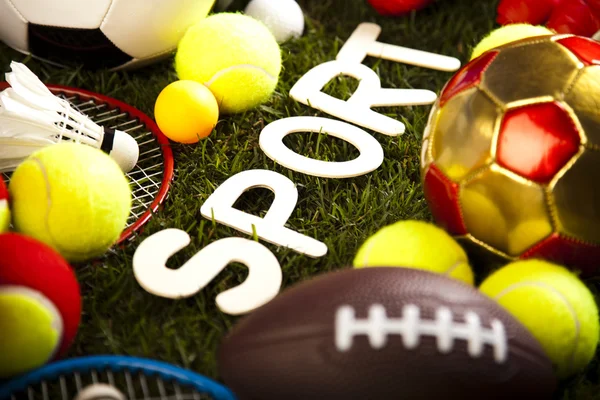 Sport equipment with various balls — Stock Photo, Image