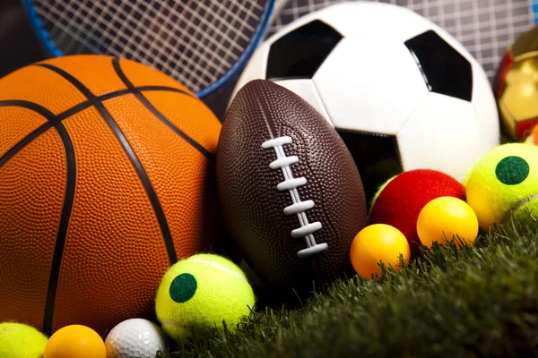 Sports balls with equipment — Stock Photo, Image