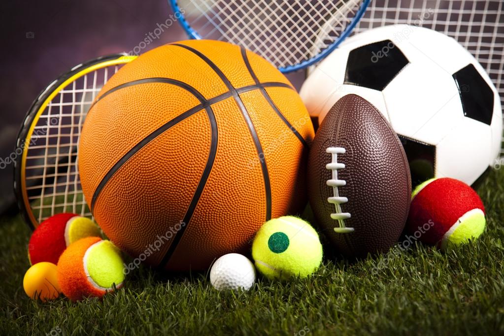 Sports balls with equipment — Stock Photo © JanPietruszka 52108617