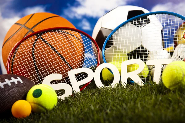 Game word around sport equipment — Stock Photo, Image