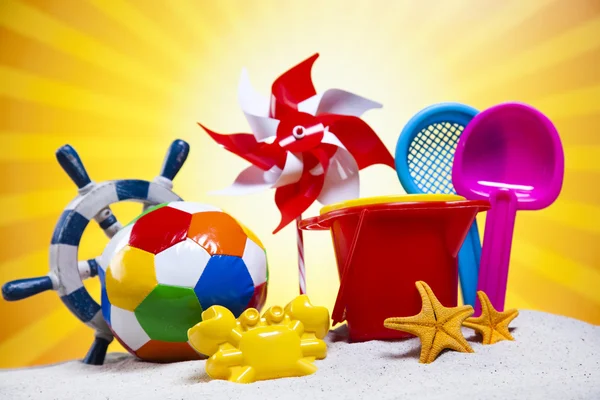 Children toys on beach — Stock Photo, Image