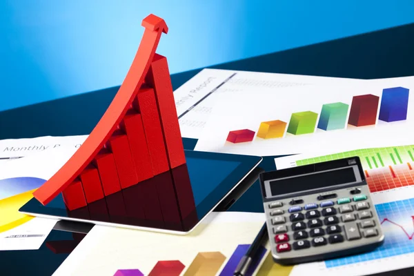 Financial graph, calculator and chart