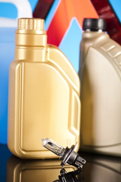 Canisters and Liquids for car — Stock Photo, Image