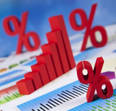 Financial graph and percent symbols clipart