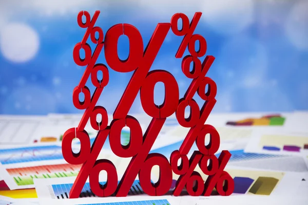 Percent symbols on financial reports — Stock Photo, Image