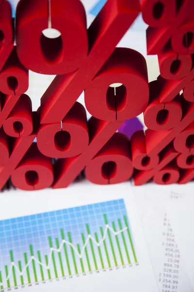 Percent symbols on financial reports — Stock Photo, Image
