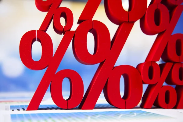Percentagem de símbolos nos relatórios financeiros — Fotografia de Stock
