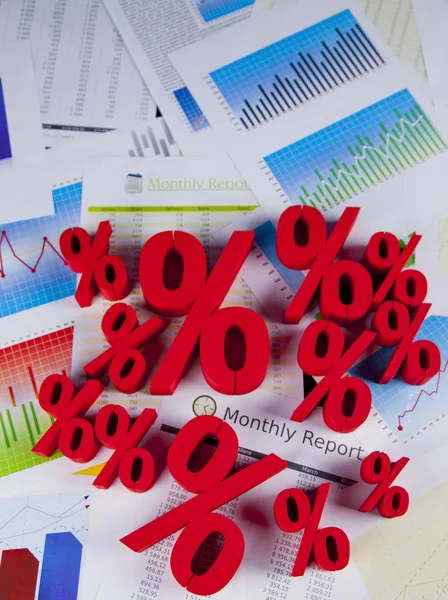 Concetto di finanza, gruppo di segni percentuali — Foto Stock