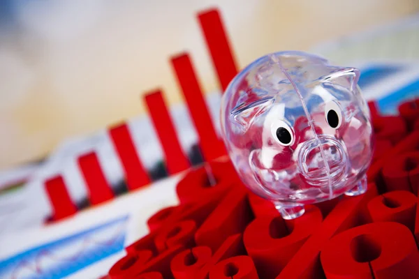 Piggybank en el grupo de signos de porcentaje —  Fotos de Stock