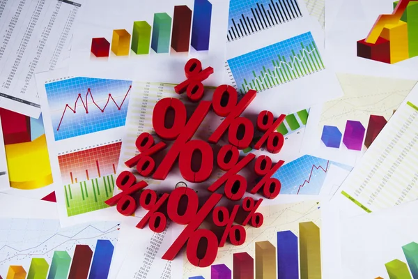 Finance concept, group of percentage signs — Stock Photo, Image