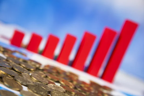 Porcentaje de signos con pila de monedas — Foto de Stock