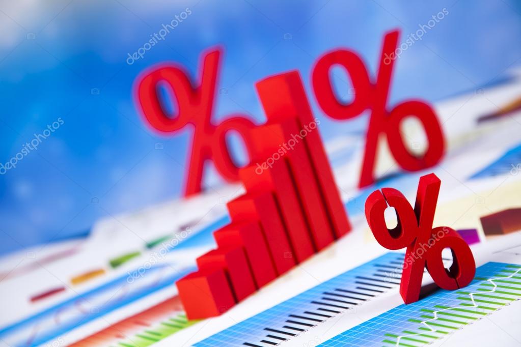 Financial graph and percent symbols