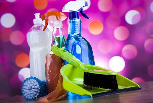 Group of assorted cleaning products