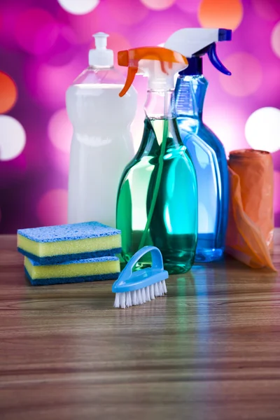 Grupo de produtos de limpeza variados — Fotografia de Stock