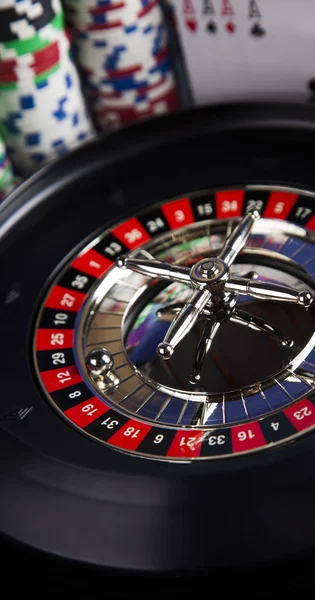 Poker Chips with roulette — Stock Photo, Image