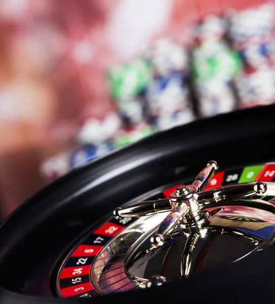 Poker Chips with roulette — Stock Photo, Image