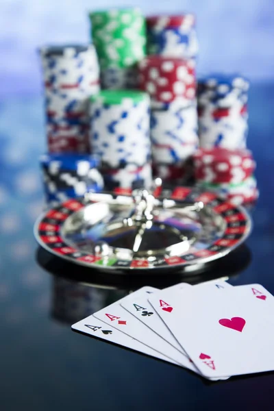 Poker Chips with roulette — Stock Photo, Image