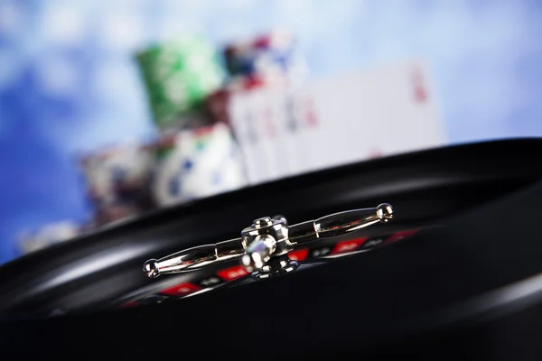 Jetons de poker avec roulette — Photo