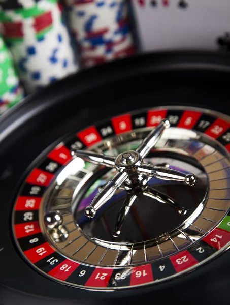 Poker Chips with roulette — Stock Photo, Image