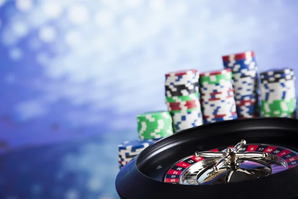 Poker Chips with roulette — Stock Photo, Image