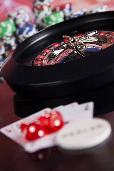 Poker Chips with roulette — Stock Photo, Image